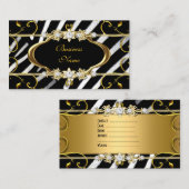Gouden Zebra Zwart Wit Juweel Afbeelding Visitekaartje (Voorkant / Achterkant)