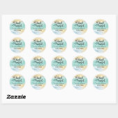 Gouden Zee Groen Blauw Waterverf Trouwsticker Ronde Sticker (Vel)