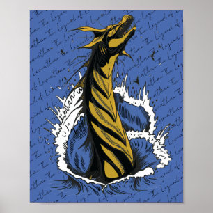 Gouden Zee Monster Slang Oceaan Golven Poster