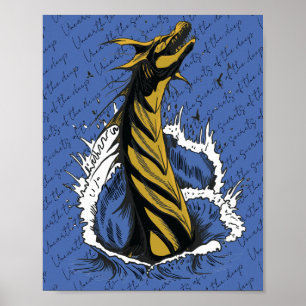 Gouden Zee Monster Slang Oceaan Golven Poster
