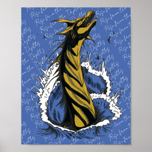 Gouden Zee Monster Slang Oceaan Golven Poster