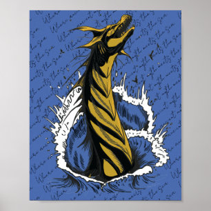Gouden Zee Monster Slang Oceaan Golven Poster