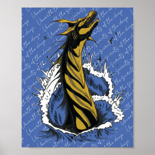 Gouden Zee Monster Slang Oceaan Golven Poster