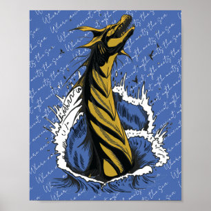 Gouden Zee Monster Slang Oceaan Golven Poster