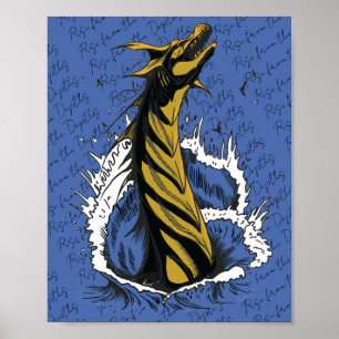 Gouden Zee Monster Slang Oceaan Golven Poster