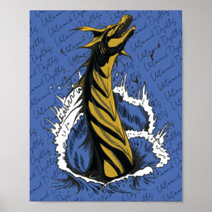 Gouden Zee Monster Slang Oceaan Golven Poster