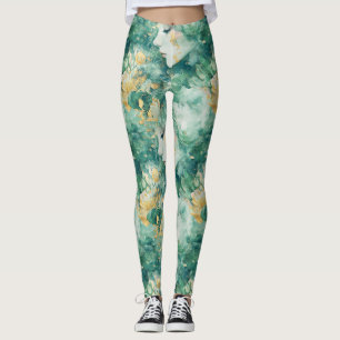 Gouden Zee Muse Aquarel Kunst Leggings