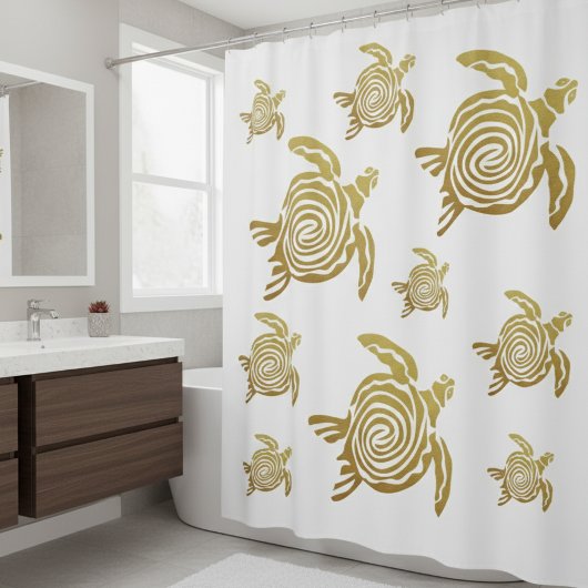 Gouden Zee Schildpad Nautilus Douchegordijn