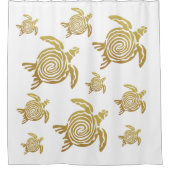 Gouden Zeeen schildpad nautisch Douchegordijn (Voorkant)