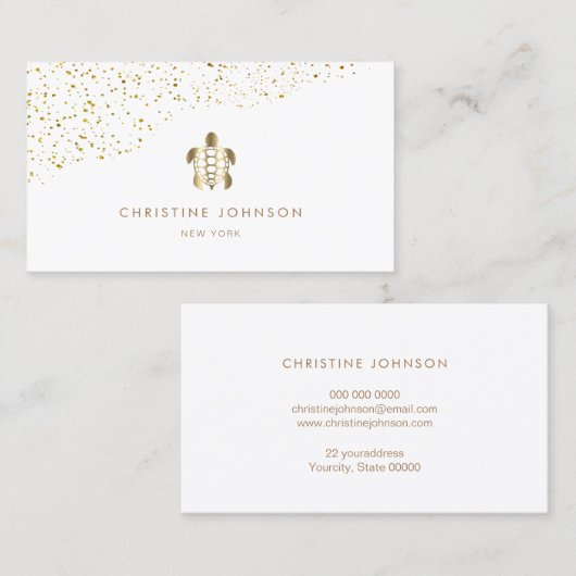 Gouden zeeen schildpad visitekaartje (Voorkant / Achterkant)