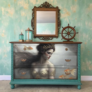 Gouden Zeekoningin Zeemeermin Decoupage Tissuepapier