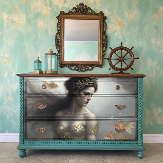 Gouden Zeekoningin Zeemeermin Decoupage Tissuepapier