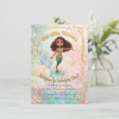 Gouden Zeemeermin BIrthday Party onder het zee Kaart (Staand voorkant)