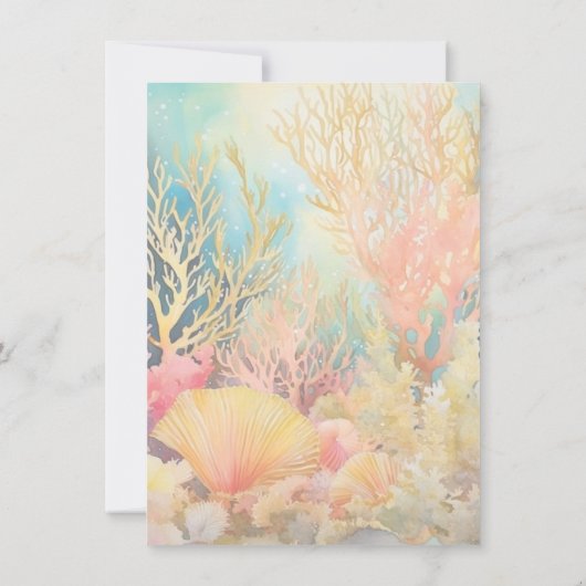 Gouden Zeemeermin BIrthday Party onder het zee Kaart (Achterkant)