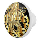 Gouden Zeemeermin Deur Trek Keramische Knop (Rechts)
