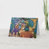 Gouden zeemeermin en Octopus Verjaardag Kaart (Voorkant)