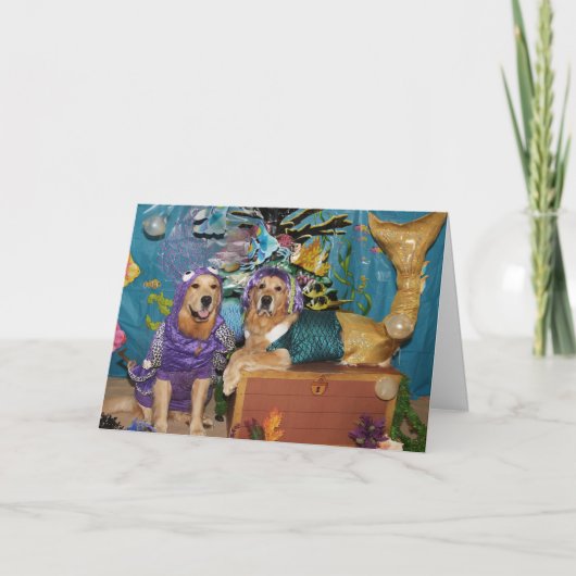 Gouden zeemeermin en Octopus Verjaardag Kaart (Voorkant)