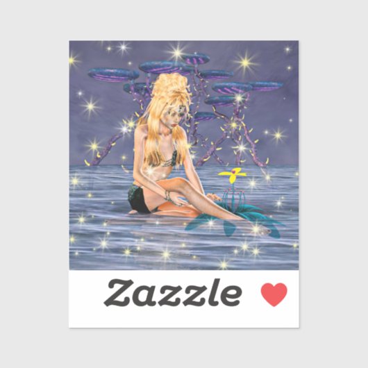 Gouden Zeemeermin Fantasie Sticker (Vel)