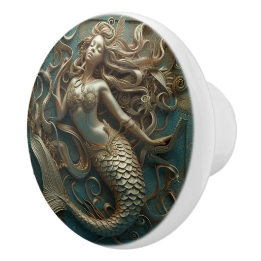 Gouden Zeemeermin Luxe Marine Keramische Knop (Rechts)