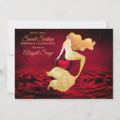 Gouden Zeemeermin met Rode Hart Zoete 16 Verjaarda Kaart (Voorkant)