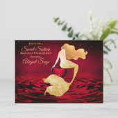 Gouden Zeemeermin met Rode Hart Zoete 16 Verjaarda Kaart (Staand voorkant)