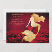 Gouden Zeemeermin met Rode Hart Zoete 16 Verjaarda Kaart (Achterkant)