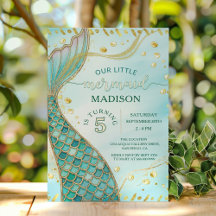 Gouden zeemeermin onder het Zee meisje verjaardags