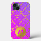 Gouden zeemeermin schalen roze patroon monogram Case-Mate iPhone case (Achterkant)