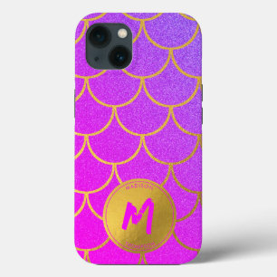 Gouden zeemeermin schalen roze patroon monogram Case-Mate iPhone case