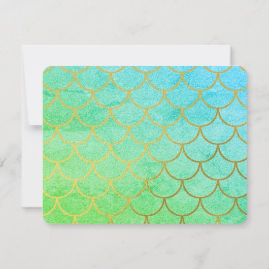 Gouden Zeemeermin Schubben Groenblauw Glitters Kin Notitiekaartje (Achterkant)