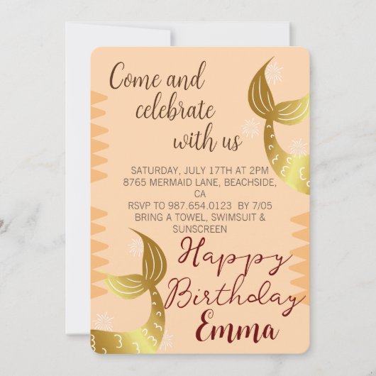 Gouden Zeemeermin, Vier Met Ons, Onder De Zee Kaart (Voorkant)