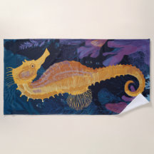 Gouden Zeepaard Onderwater Illustratie