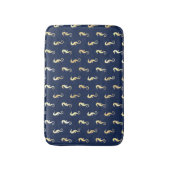 Gouden zeepaarden op marineblauw badmat (Voorkant Verticaal)
