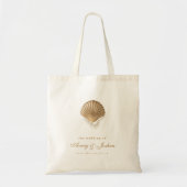 Gouden Zeeschelp Aangepaste Kust Bruiloft Favor Tote Bag (Voorkant)