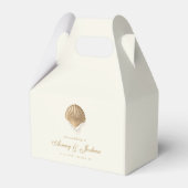 Gouden Zeeschelp Custom Destination Coastal Weddin Bedankdoosjes (Voorkant Zijde)