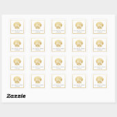 Gouden zeeschelp Elegant kuststrand Vierkante Sticker (Vel)