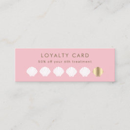 gouden zeeschelp roze getrouwheidskaart mini visitekaartje