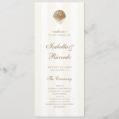 Gouden Zeeschelp Strepen Kust Bestemming Trouwen Programmakaart (Voorkant)