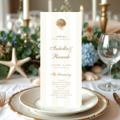 Gouden Zeeschelp Strepen Kust Bestemming Trouwen Programmakaart