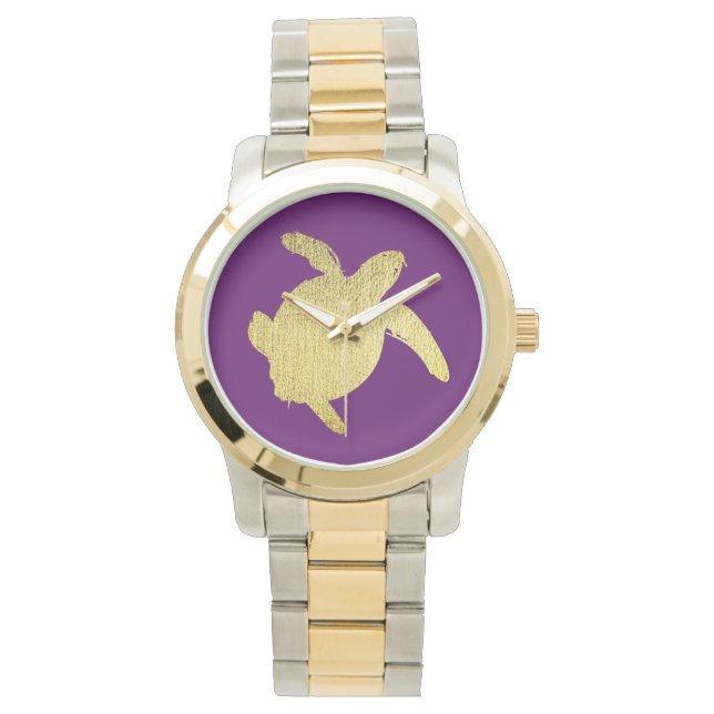 Gouden zeeschildpad horloge (Voorkant)