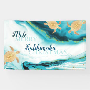 Gouden zeeschildpadden Mele Kalikimaka Kerstmi Spandoek