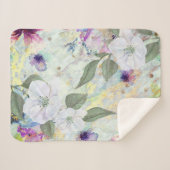 Gouden zeeschuim groen  bloemenkleur waterverf chi sherpa deken (Voorkant (horizontaal))