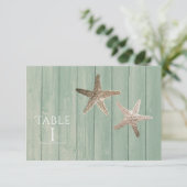 Gouden Zeester & Hout Elegant Strand Tafelnummer (Staand voorkant)