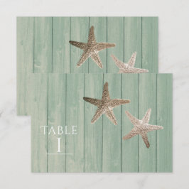 Gouden Zeester & Hout Elegant Strand Tafelnummer