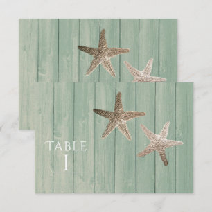 Gouden Zeester & Hout Elegant Strand Tafelnummer