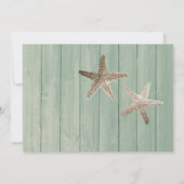 Gouden Zeester & Hout Elegante Strand Uitnodiginge Kaart (Achterkant)