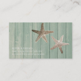 Gouden Zeester & Houten Strand Refer a Friend Card Aanbevelingskaartje
