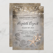 Gouden Zeester Tropische Strandlichten Afstuderen Kaart (Voorkant / Achterkant)