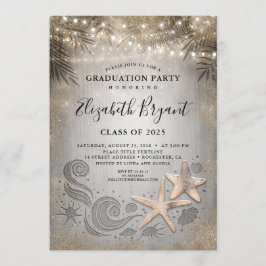 Gouden Zeester Tropische Strandlichten Afstuderen Kaart