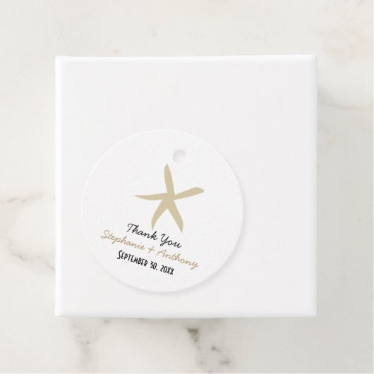 Gouden Zeester Zeevaart Strand Bruiloft Bedankt Bedankjes Labels (In situ)